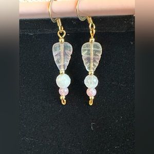 Handmade by Shanstone Jewelry!
Fluorite, Faceted Moonstone and Amethyst Earrings